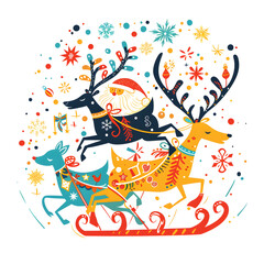 Naklejka premium New Year and Christmas card, graphic advertising backgrounds in a doodle 2D illustrator style.