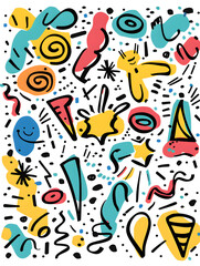 Fototapeta premium New Year and Christmas card, graphic advertising backgrounds in a doodle 2D illustrator style.