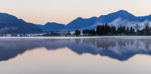 Tranquil Sunrise Over Mission Lake in British Columbia