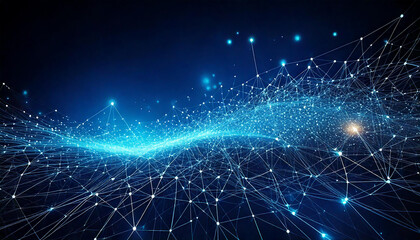 Obraz premium Abstract technology particles forming a futuristic mesh network background
