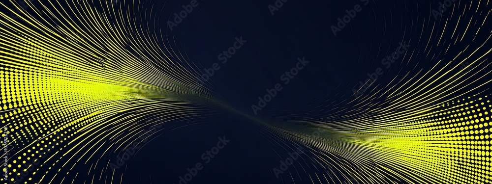Poster Abstract yellow lines pattern on dark background.