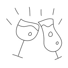 Illustration of cheers toast of couple fit for wedding invitation and merchandise