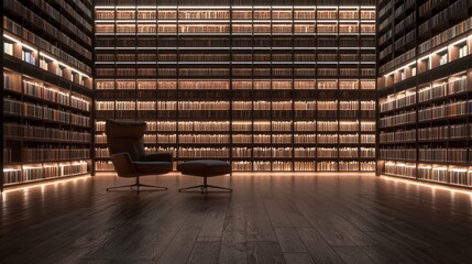 Cozy Home Office with Floor-to-Ceiling Bookshelves and Reading Nook, Bathed in Ultra-Detailed, Cinematic Light