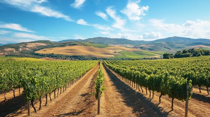 Obraz premium Hills of Portugal house vast vines.