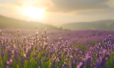 Fototapeta premium Dreamlike Landscapes and Mystical Gardens with Vibrant Flowers and Glowing Nature