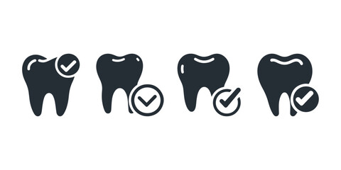 Black silhouette tooth with a checkmark vector icon design