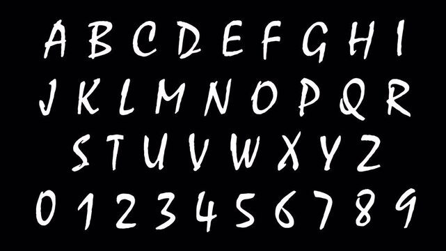 hand drawn alphabet animation on black background, hand drawn Scribble Alphabet with alpha channel, Looped doodle alphabet.