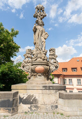 Sculpture of St Cajetan by Ferdinand Brokoff on the Charles Bridge in Prague in Czech Republic