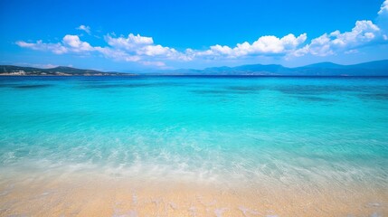 Fototapeta premium Î¦Ï‰Ï„Î¿Î³ÏÎ±Ï†Î¯Î± Î±Ï€ÏŒ Ï„Î¿ ÎšÎ¿Ï…Ï†Î¿Î½Î®ÏƒÎ¹, Î•Î»Î»Î¬Î´Î±, Î¼Îµ Ï„Î± ÎºÏÏ…ÏƒÏ„Î¬Î»Î»Î¹Î½Î± Ï„Î¹ÏÎºÎ¿Ï…Î¬Î¶ Î½ÎµÏÎ¬.