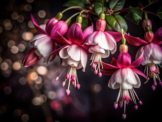 Fuchsia Flower with White Petals and Pink PNG Isolated on Transparent Background for Floral Design Projects