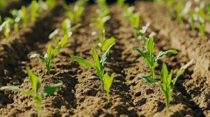 Obraz premium Lush Green Sprouts Emerging from Fertile Soil