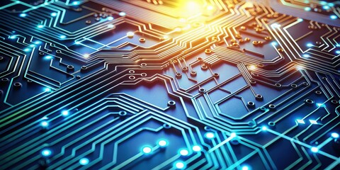 Abstract close-up of a photosensitive background with circuit patterns, technology, science, futuristic, innovative