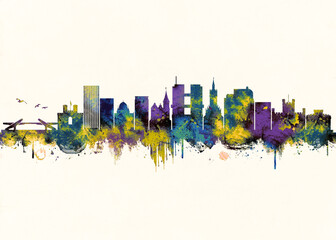 Obraz premium Kaliningrad City Skyline. Cityscape Skyscraper Buildings Landscape City Architecture Business View Building Corporate Abstract Landmarks Travel Downtown Background Modern Art