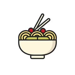 Illustration noodles ramen and bowl with blank background
