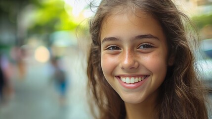 Obraz premium Smiling girl street.