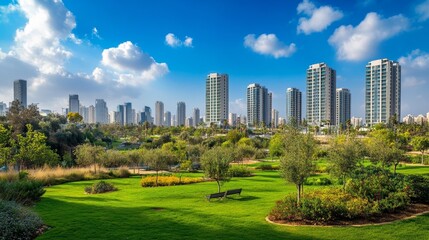 Obraz premium Modern apartment buildings with panoramic views.
