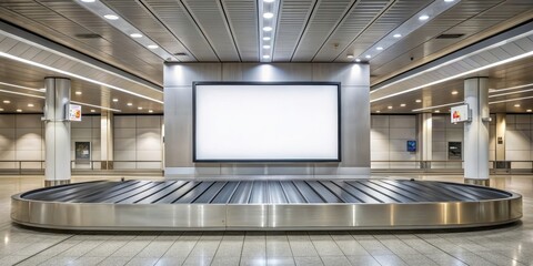 Seasonal billboard above baggage claim carousel, airport, travel, baggage, luggage, carousel, destination, journey