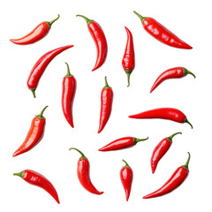 Bold Red Chili Peppers on White Background Isolate on a White Background Transparent Background