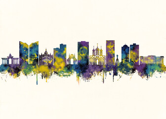 Fototapeta premium Krasnodar City Skyline. Cityscape Skyscraper Buildings Landscape City Architecture Business View Building Corporate Abstract Landmarks Travel Downtown Background Modern Art