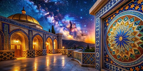 Obraz premium Greek Ornaments Night Photography - Geometric Patterns for Design Inspiration