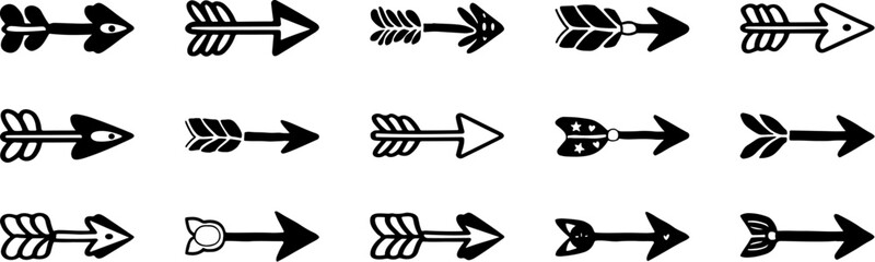 Black Cute arrow vector icon collection.