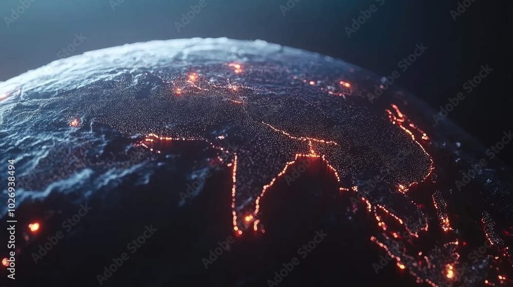 Aufkleber a digital globe illuminated by glowing lines of data, symbolizing global connectivity and the vastne