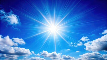 Vibrant image of the sun shining bright in a clear blue sky , sunlight, sun rays, solar energy, warmth, celestial, astronomy