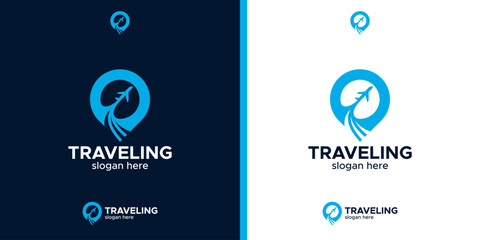Travel agency logo design. Travel logo. Pin logo. Location on map logo concept design graphic symbol icon vector