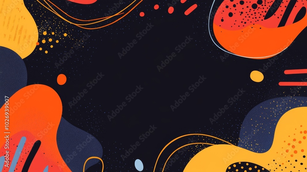 Aufkleber abstract colorful design with shapes and lines on a dark background, ideal for graphics or presentat