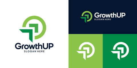 Modern Growth Up logo design. Arrow logo design graphic icon vector. Symbols for business investment, marketing, finance and management companies.