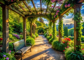 Obraz premium Hampstead Pergola and Hill Garden Serenity: A Dreamy Escape in Nature's Embrace