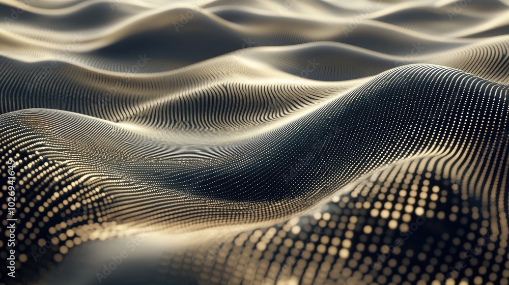 Aufkleber a stunning display of golden waves flowing across a digital landscape, light bouncing off each wave,