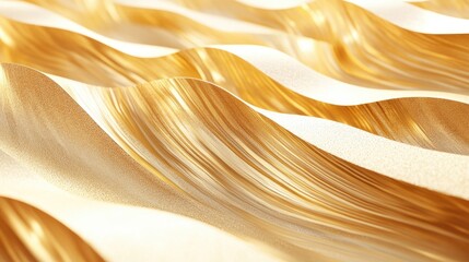 A stunning display of golden waves flowing across a digital landscape, light bouncing off each wave, adding depth and a modern touch to design.