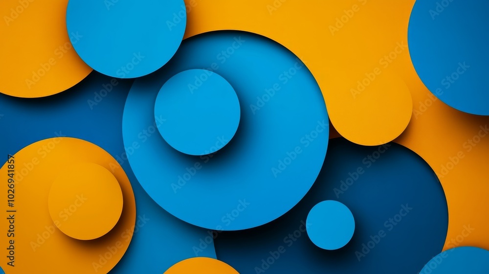 Aufkleber abstract design featuring layered blue and orange circles, creating a vibrant and dynamic visual eff