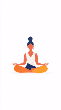 recommend clip art: woman meditating in yoga pose with white background and vibrant colors