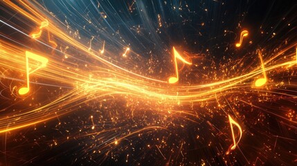 Fototapeta premium A visual symphony of intertwined light trails and musical notes, capturing the fluidity and rhythm of a melody in a captivating display.