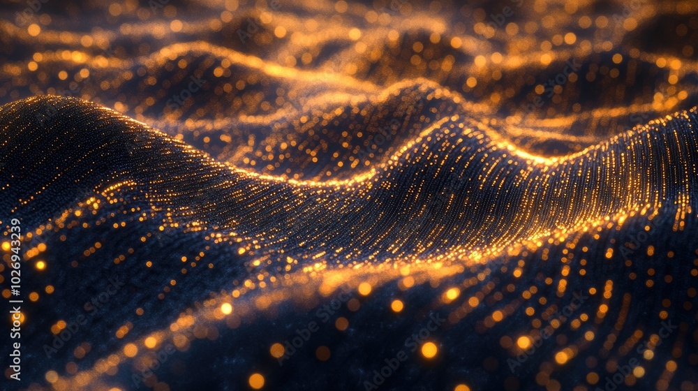 Aufkleber waves of shimmering gold light stretch across a digital canvas, creating an elegant and futuristic d