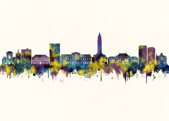 Obraz premium Le Havre City Skyline. Cityscape Skyscraper Buildings Landscape City Architecture Business View Building Corporate Abstract Landmarks Travel Downtown Background Modern Art