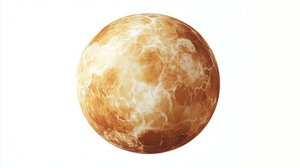  Illustration of the planet Venus, depicted as a yellow-orange sphere with a textured surface representing its atmosphere. The planet is isolated on a white background, emphasizing its details