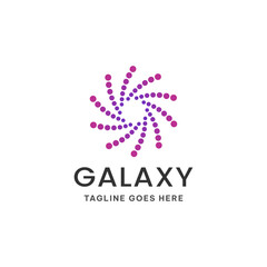 Galaxy logo in simple style with interpolated dots. Abstract space shape for logo, icon, etc.