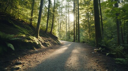 Obraz premium Serene Forest Path: A Captivating Journey Through Nature's Tranquility