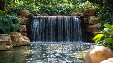 Naklejka premium Serene Waterfall Oasis