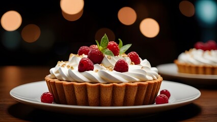 A mouthwatering cream cheese frosting and a plenty of raspberries top this raspberry cake. 