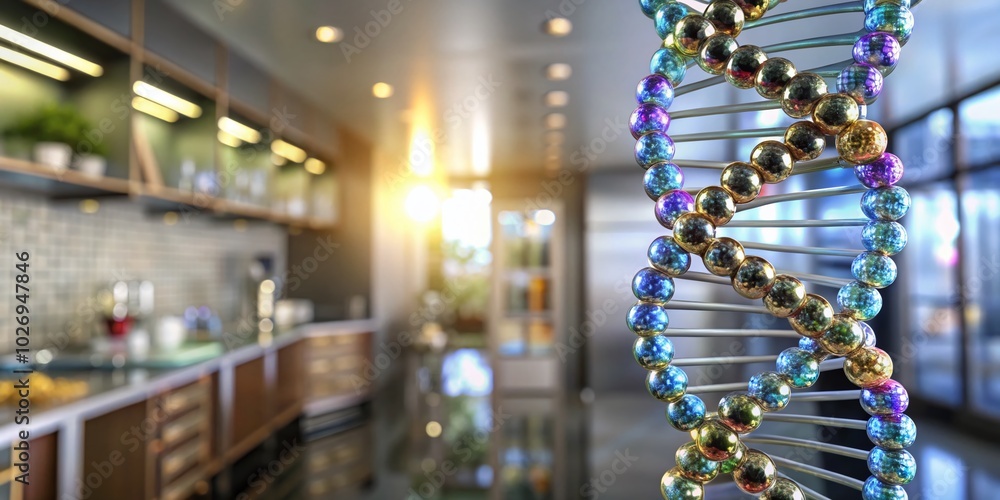 Poster illuminated dna structure displaying genetic code in a scientific background