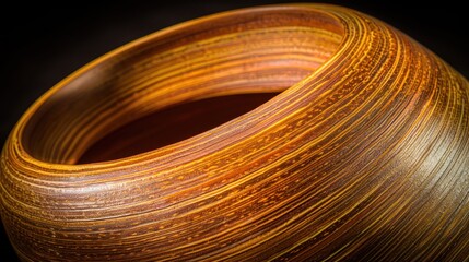 Close-up of a Brown and Yellow Earthenware Pot