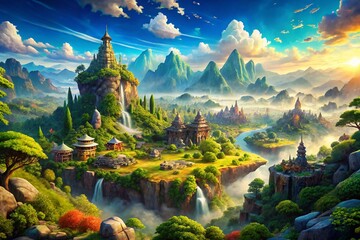 Immersive Panoramic Landscape of Free-to-Play MMO Gaming Universe