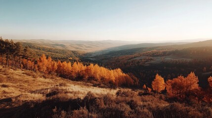 Obraz premium Breathtaking Autumn Landscape: Layers of Vibrant Colors and Rugged Terrain