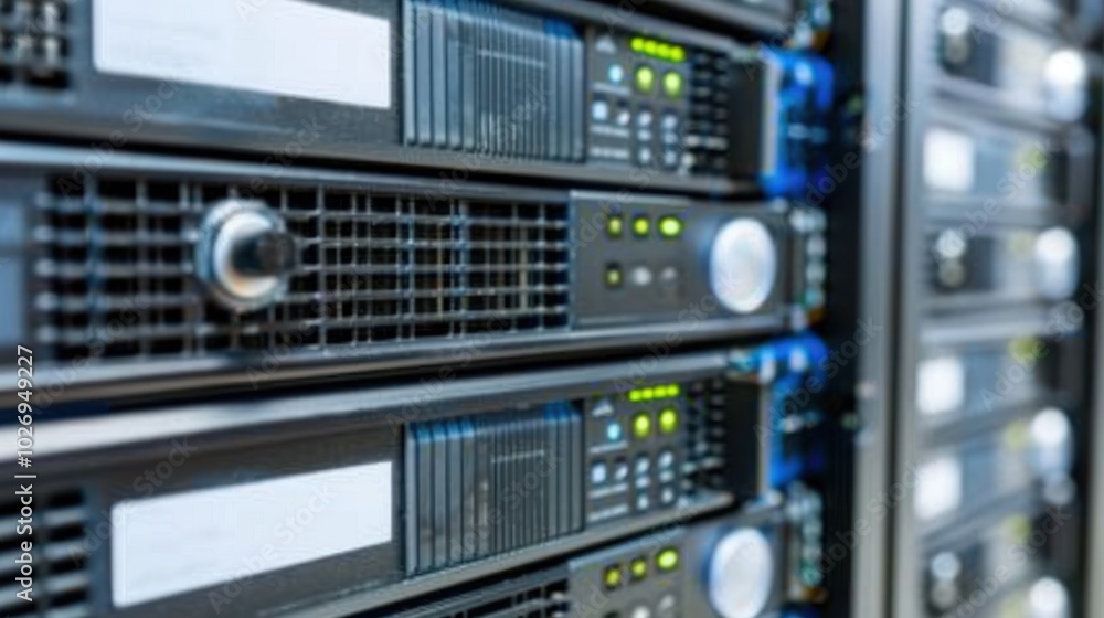 Poster close-up of server racks in a data center