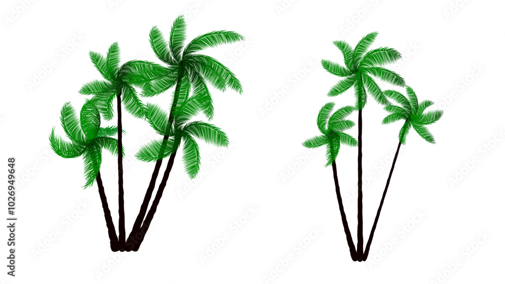 Poster a group of palm trees with an isolated white background
