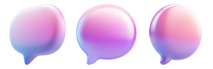 Colorful Speech Bubbles for Communication Concepts Isolated on Transparent Background
